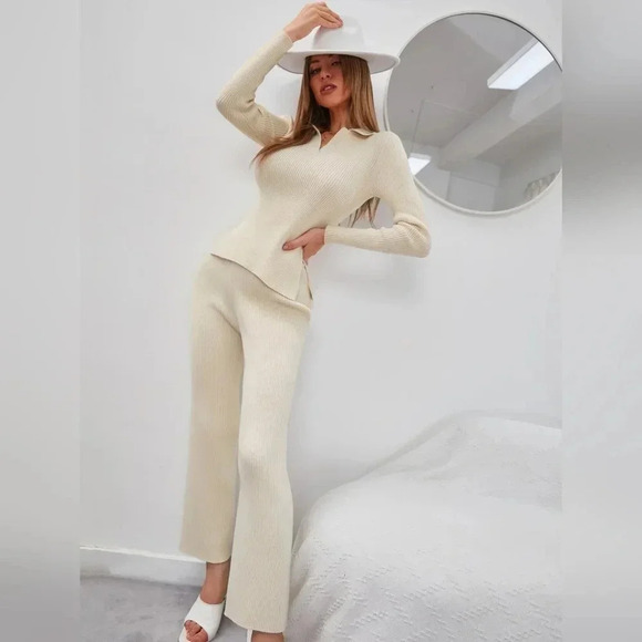 Modely Slit Hem Sweater & Knit Pants - Picture 2 of 6